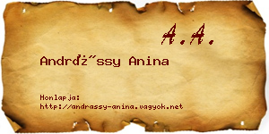 Andrássy Anina névjegykártya